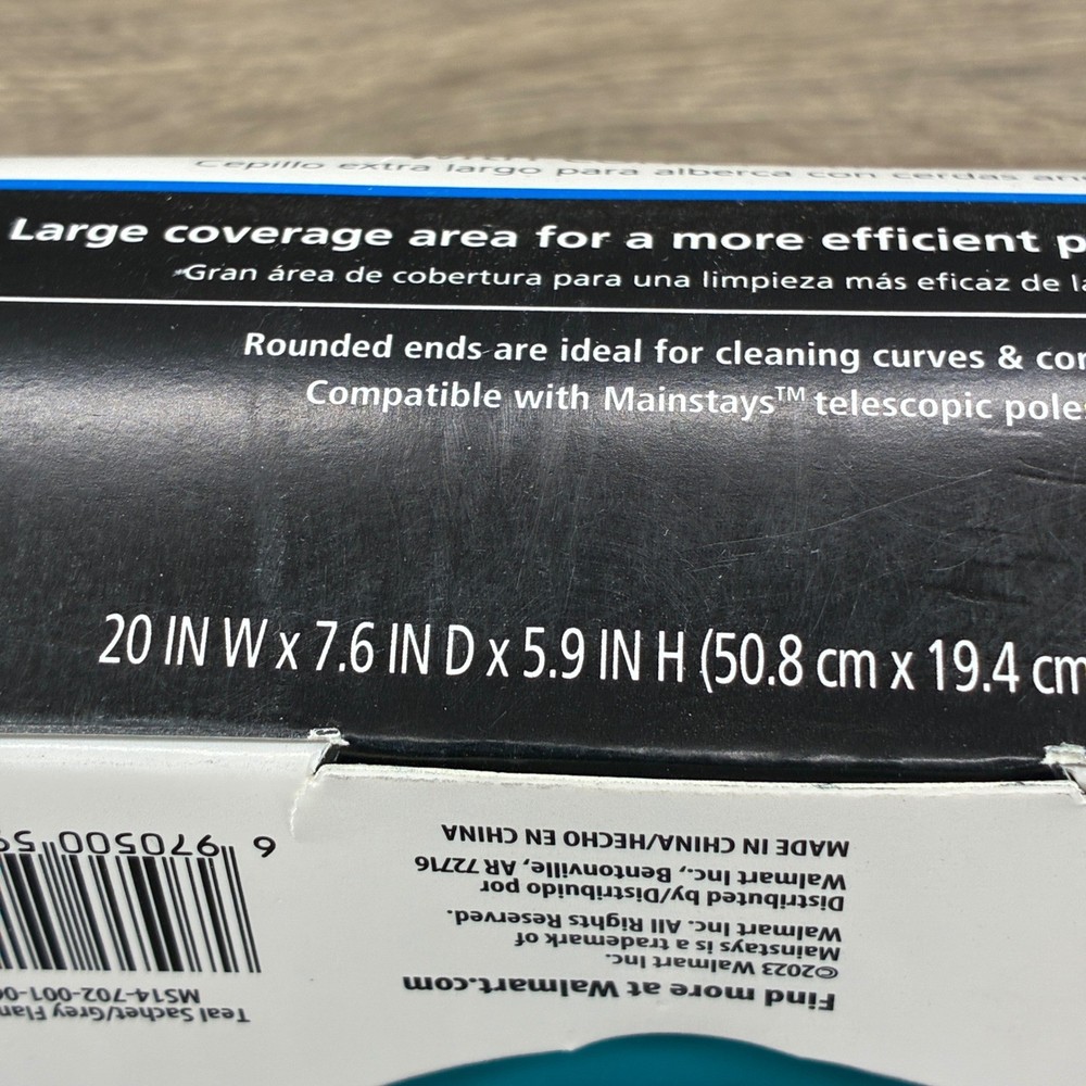 Mainstays Extra Large Pool Brush with Corner Bristles Gray & Teal