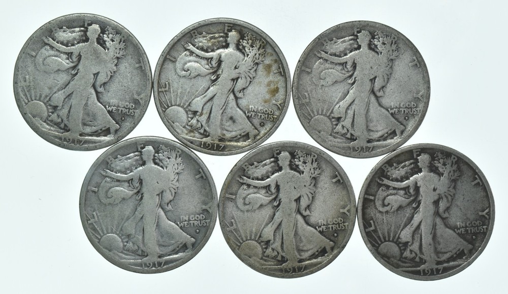 1917-D OBV Walking Liberty Half Dollar CIRC 90% Silver