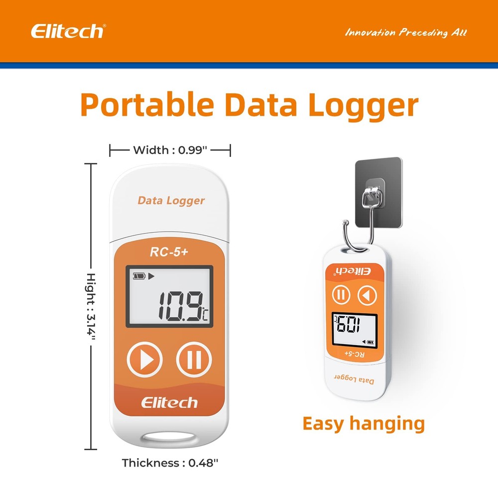 RC-5+Digital PDF USB Temperature Data Logger Reusable Recorder Refrigerator T...