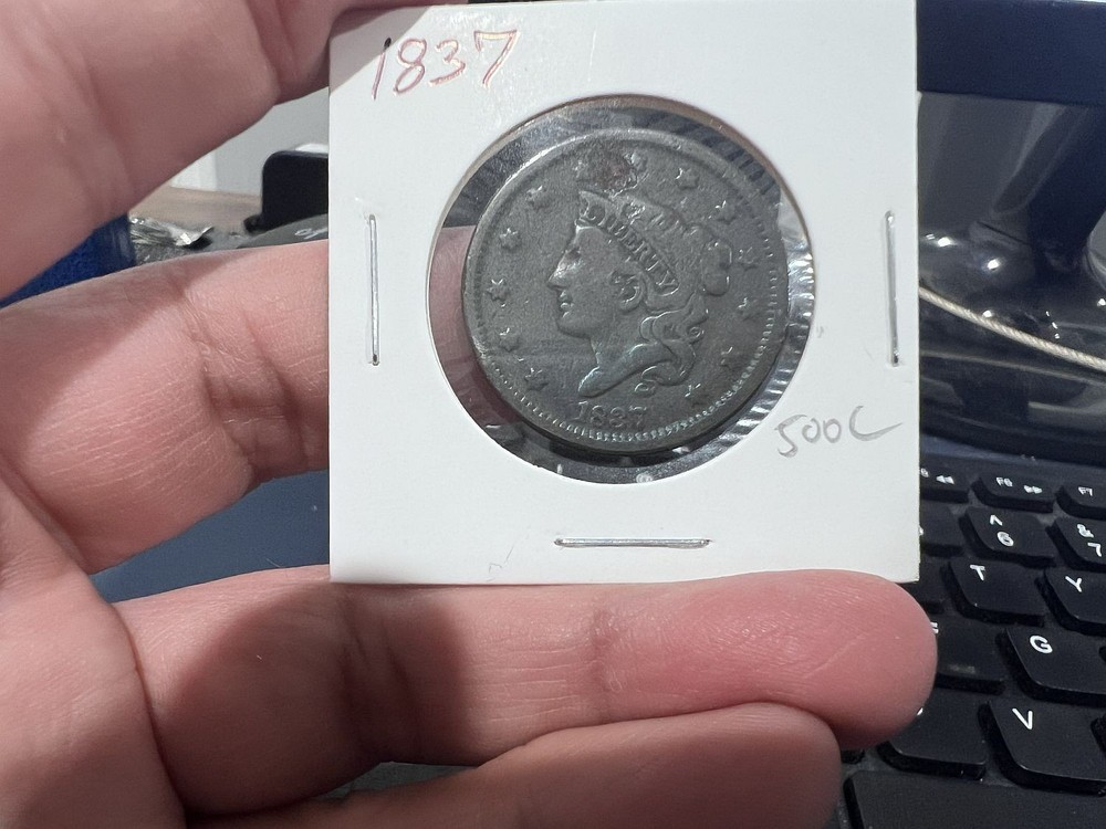 1837 1c Large Cent Coronet Head Details (500c)