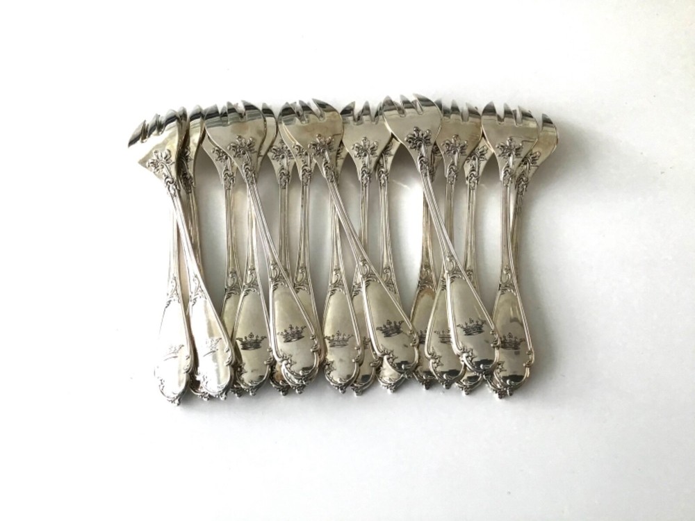 WOLFERS Belgian Solid Silver 800 ouster forks 18/PS crown box