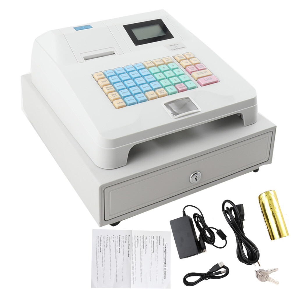 8 Digital LED Electronic Cash Register 48 Keys with Thermal Printer for Retail
