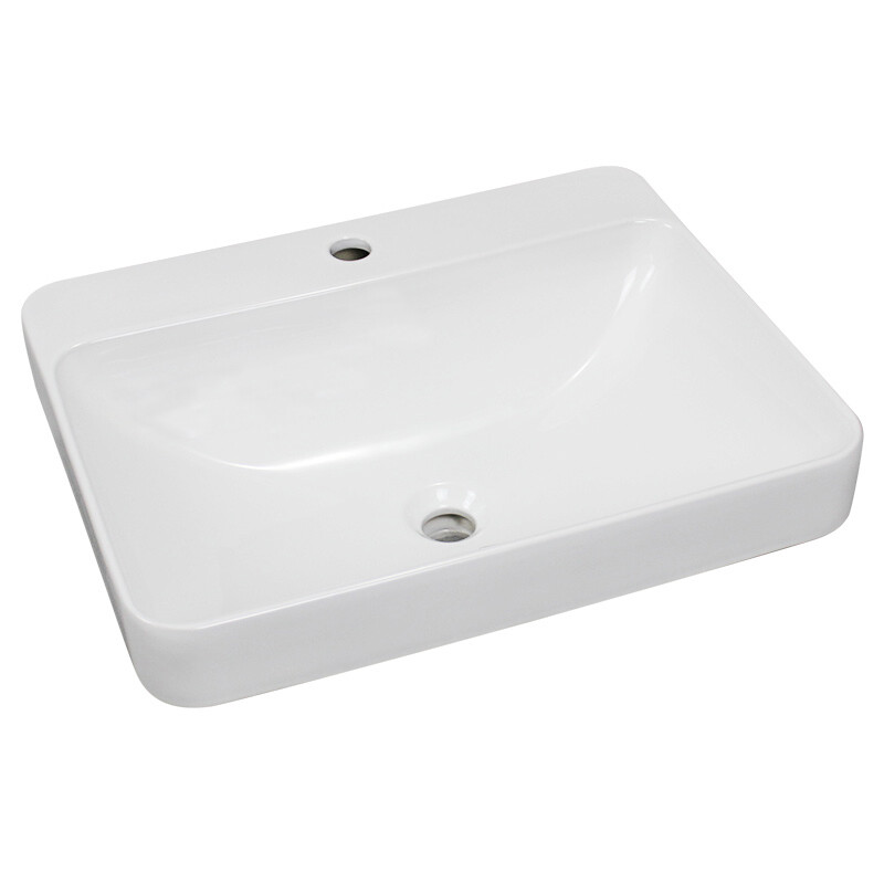 23" Rectangular Drop in Bathroom Vanity Sink with Overflow and Faucet Hole White