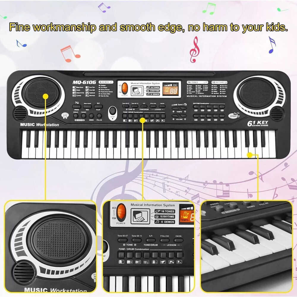 61-Key Electric Digital Piano Portable Kids Beginner Keyboard