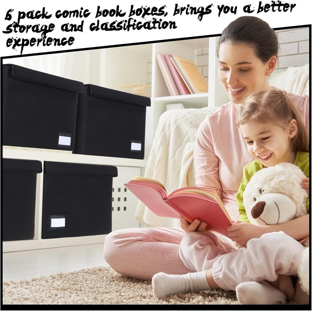 6 Pcs Comic Book Storage Boxes, Back to School Collapsible Comic Short Box Case