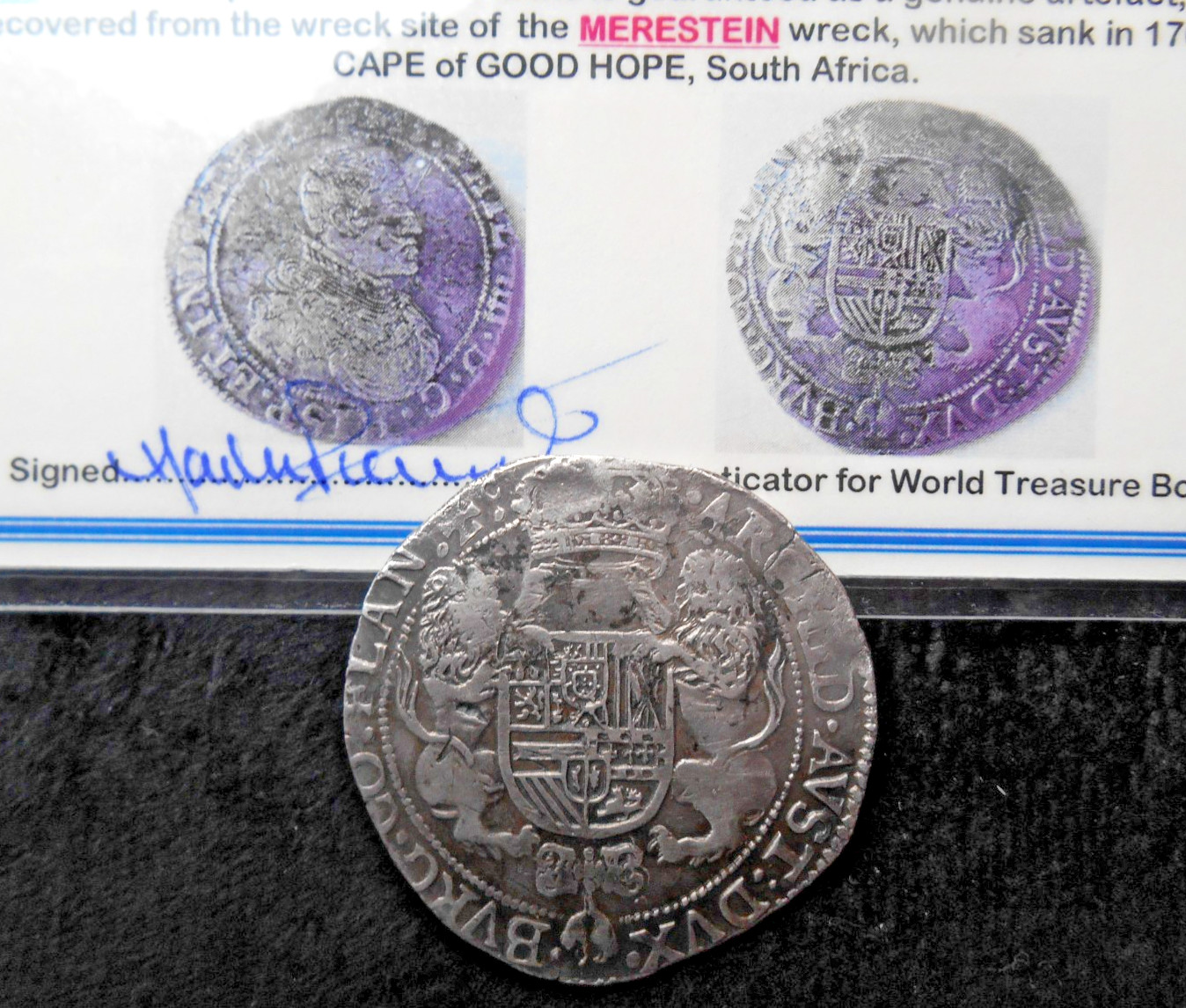 SHIPWRECK treasure SILVER PORTRAIT DUCATON coin MERESTEIN wreck 1655 VOC E India