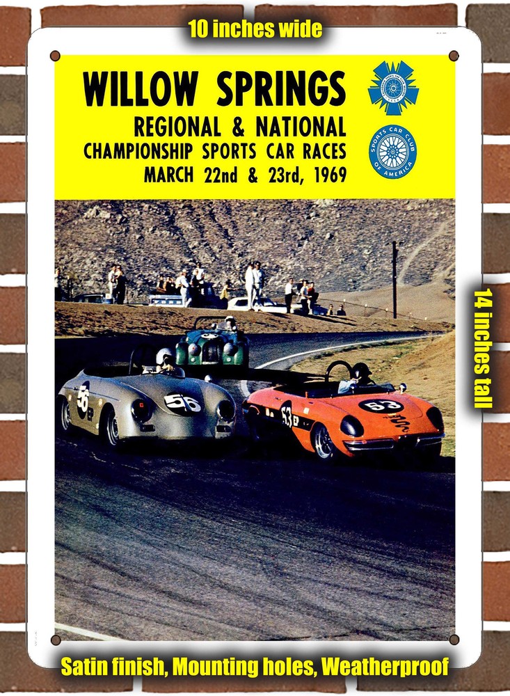 Metal Sign - 1969 Willow Springs Racing Program - 10x14 inches