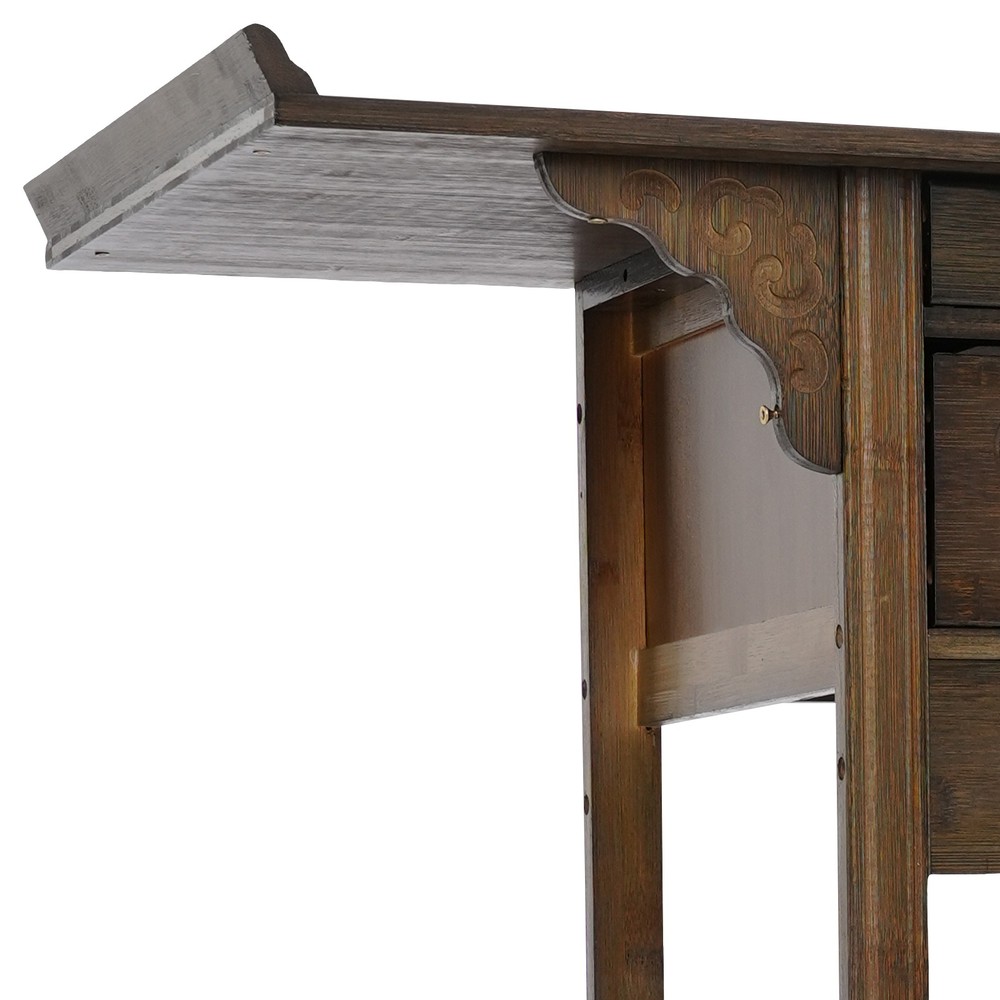 39.37" Altar Table with Drawers Bamboo Altar Table with Storage Meditation Table