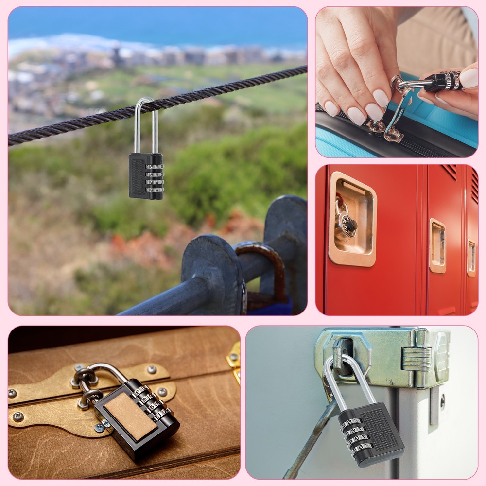 1 Pack Combination Locks Long Shackle 4 Digit Combination Padlock Silver
