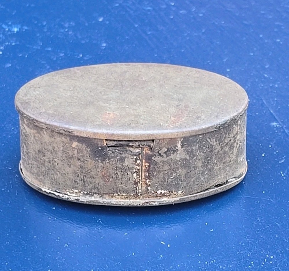 Primative Oval Tin Tobacco Snuff Box