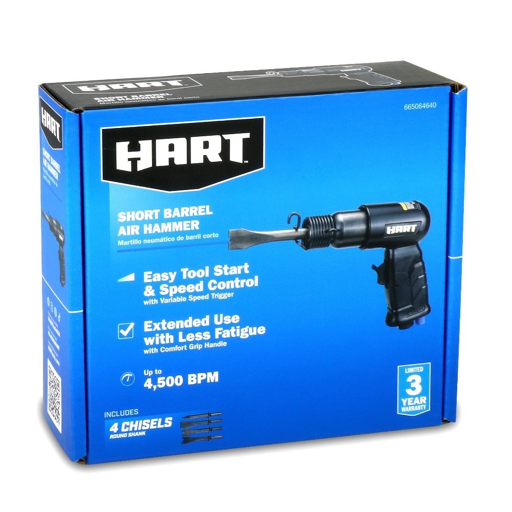 Short Air Hammer Pneumatic Tool with Chisel Point Tip