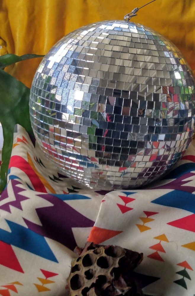 Medium Sized Disco Glass Tile Mirror Ball Spinning Motor For Ceiling