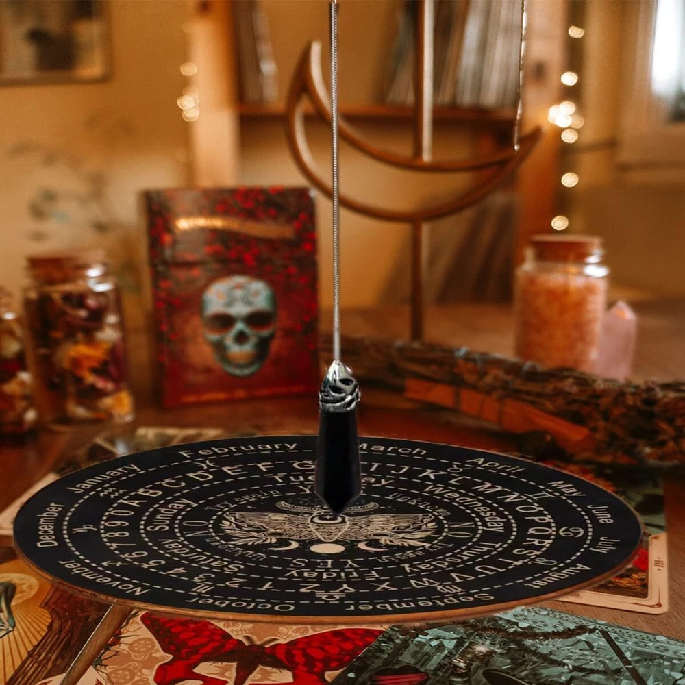 Pendulum Board Dowsing Divination Wooden Pendulum Board Dowsing with Crystal ...