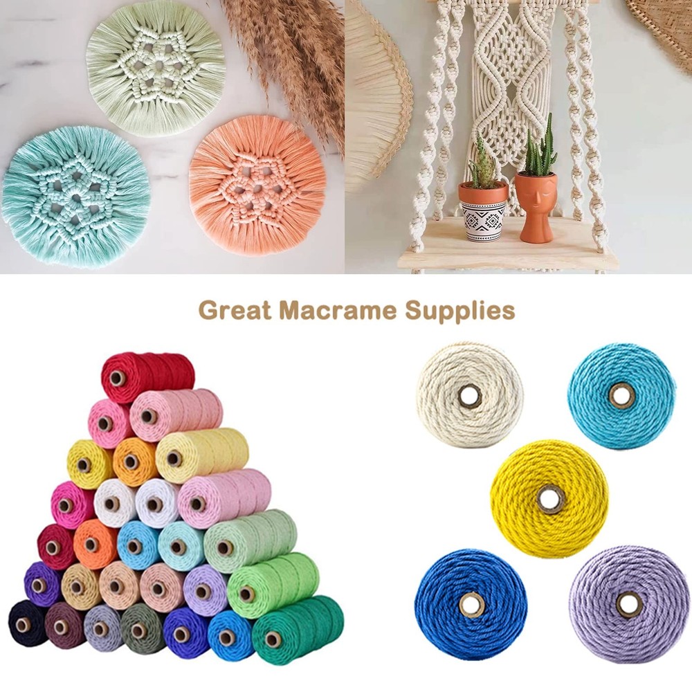 Cotton Macrame Cord Moon Blue - 3mm x 109 Yards & Assorted Thicknesses