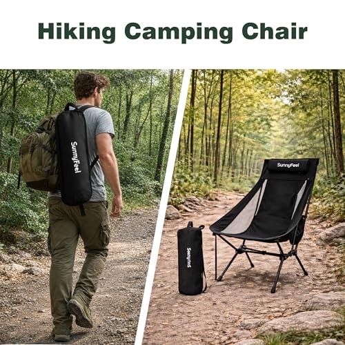High Back Camping Chair, 15 Second Setup Frame, 330lb Capacity, Portable Black