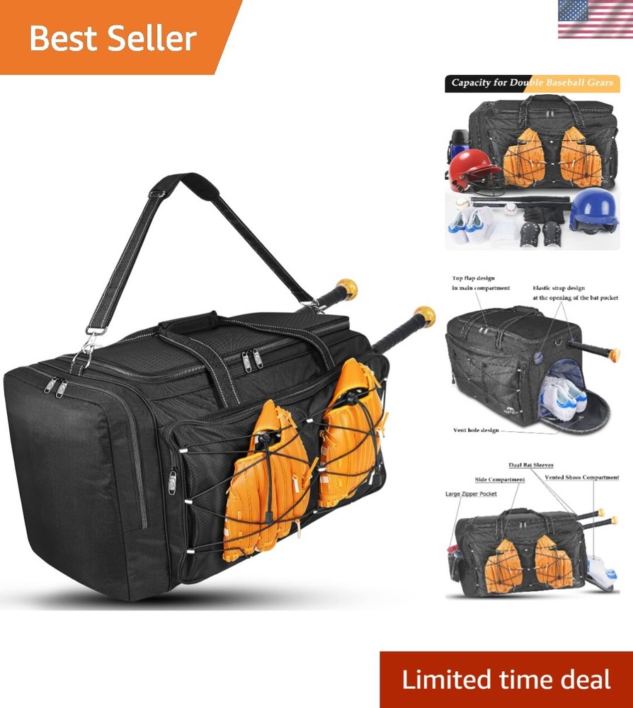 Durable Baseball Catchers Duffle Bag with Adjustable Straps & Compartments