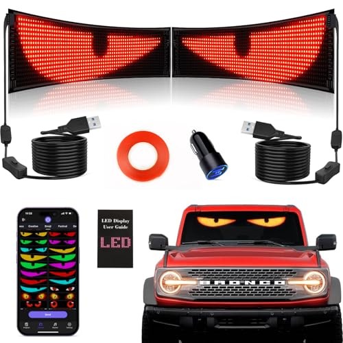 2PCS Synchronized Devil Eyes Light, 15''x4'' Full Color Big Eye Flex 2PCS-CAR