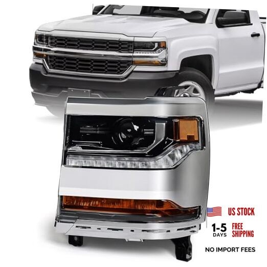 Headlight Assembly Compatible with Chevy Silverado 1500 2016 Left Driver Side