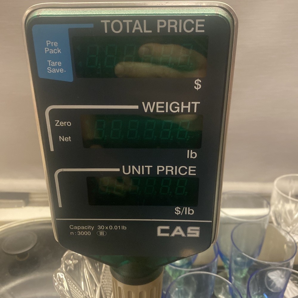 CAS 30 Lb Price Computing Scale. Store Meats Packaging Customer Readout Bright