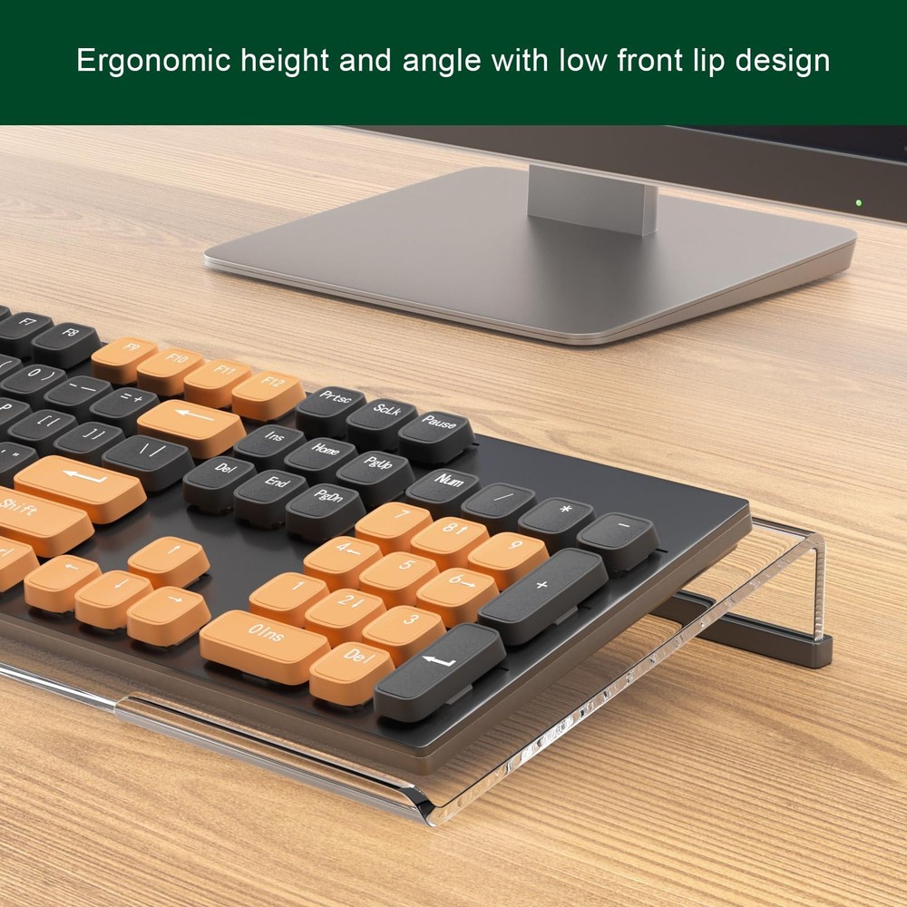 BOSSCASA Computer Keyboard Stand Holder - Ergonomic 1 PACK, Clear+Black Strip