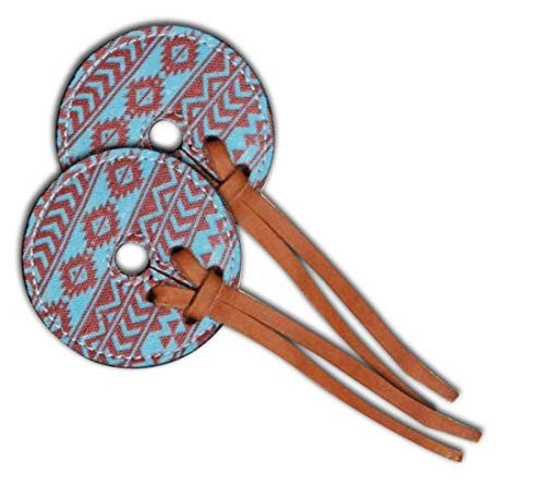Teal & Brown Navajo Diamond Print Leather Bit Guards