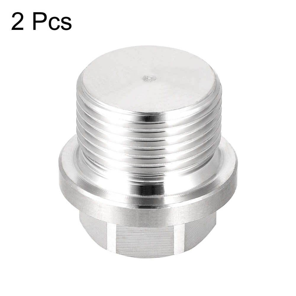 M22 x 1.5 Male Outer Hex Head Plug 304 Stainless Steel Solid Thread 2Pcs