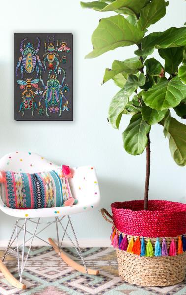 Bead embroidery kit Beetles needlework kit Art canvas beadwork pattern
