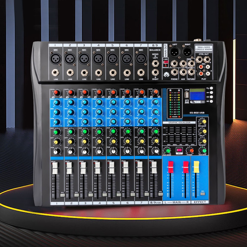 Channel Mixing Console Sound Live Studio Audio Mixer USB Bluetooth US