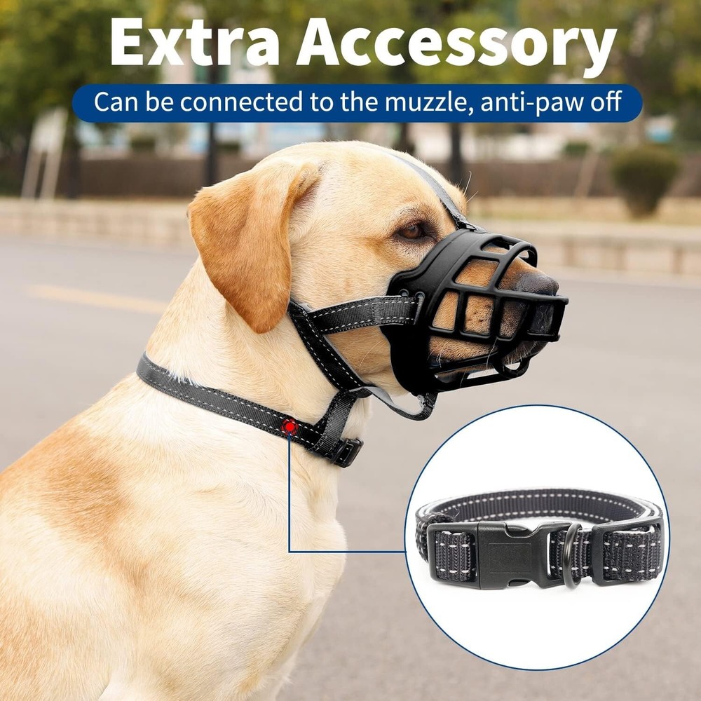 Dog Muzzle, Soft Silicone Basket Muzzle for Dogs, Allows Panting and Drinking