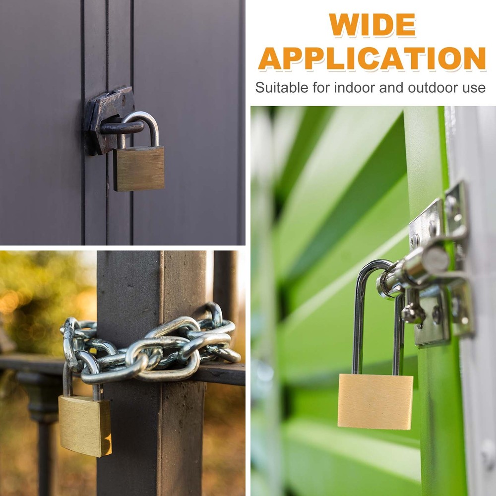 4Pcs Solid Brass Padlock with Key 1-1/4" Wide Body Small Locks Lock