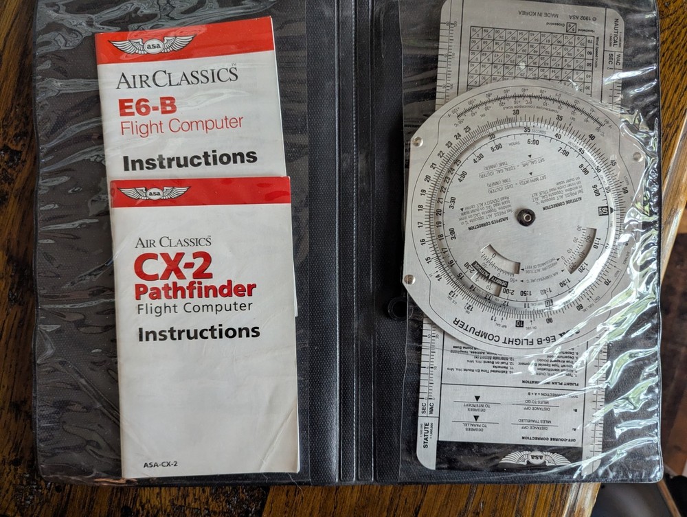 ASA AirClassics E6-B Flight Computer Metal Set with Wind Slide, Case and Manual