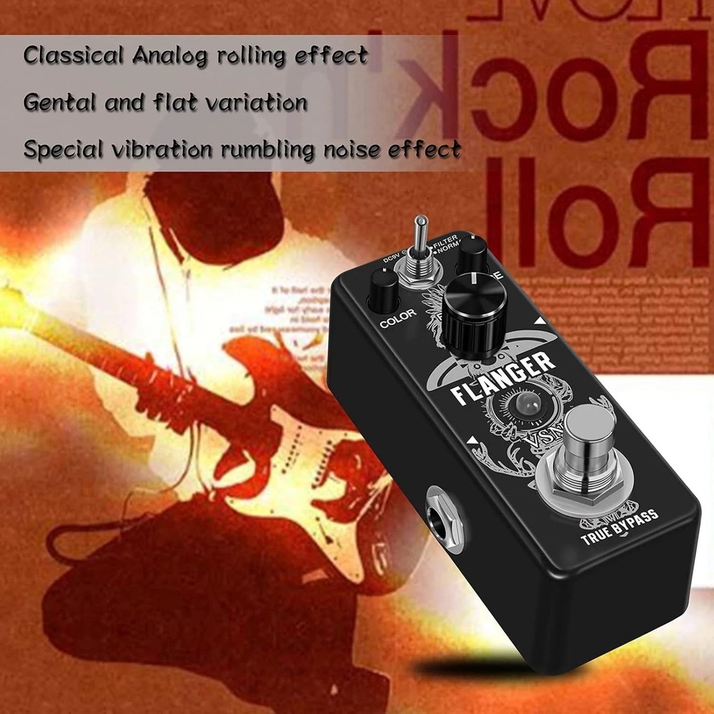 Classic Metallic Flanger Effects Pedal for Guitar - Lightweight, User-Friendly