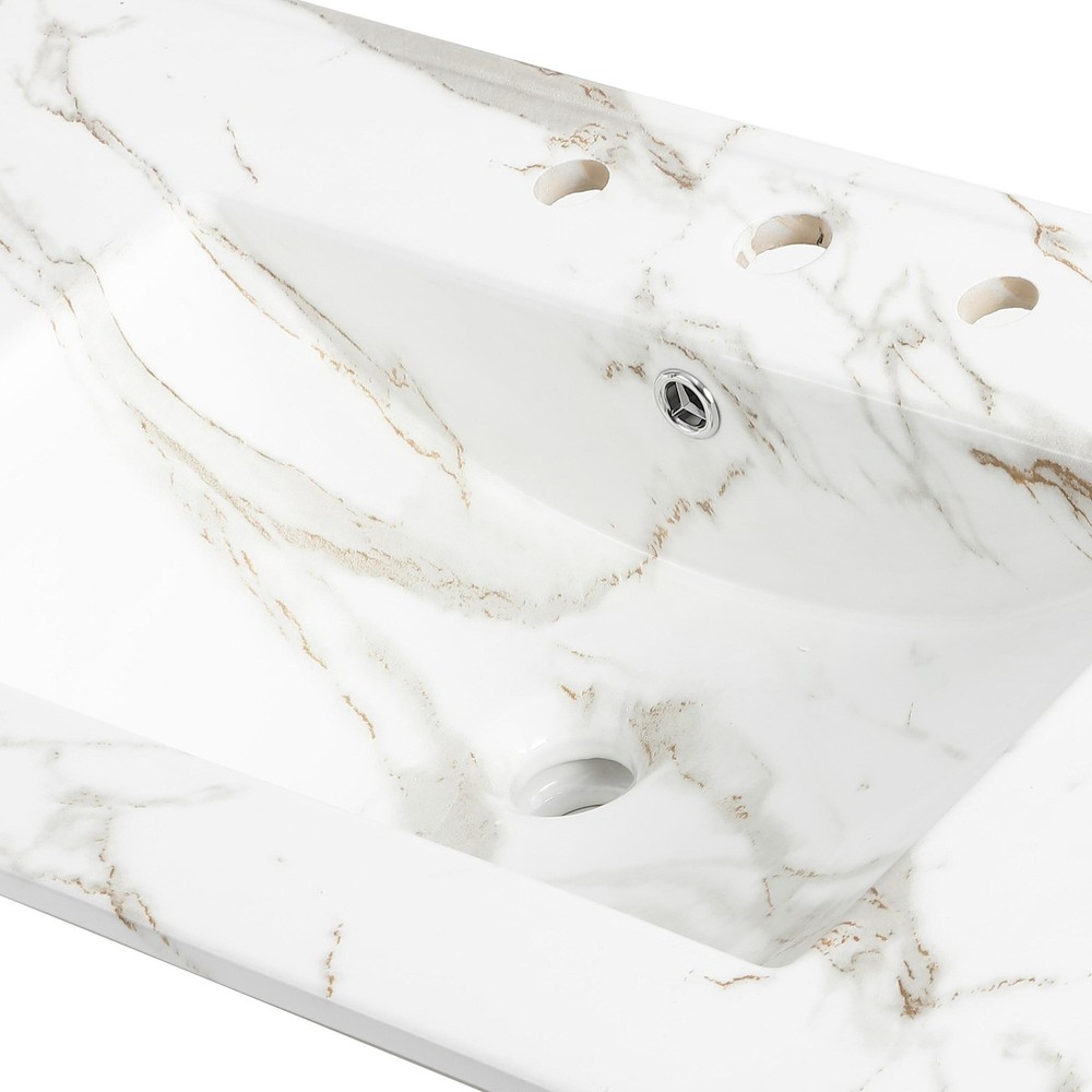 JONATHAN Y Lighting SNK1003 Ancillary 36" Ceramic Vanity Top - White