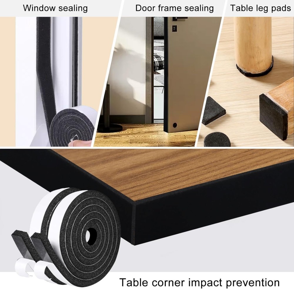 1In x 3/4In x 16.5Ft Foam Insulation Weather Stripping Tape Door Seal Strip
