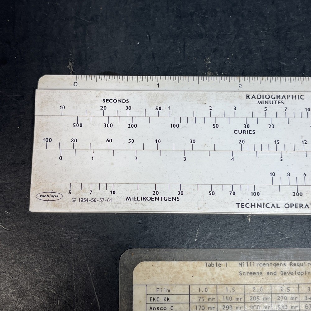 Radiographic Exposure Slide Rule Calculator - Model 534 With Reference Card