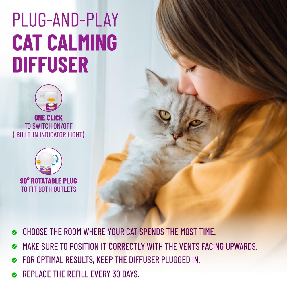 Cat Calming Pheromone Diffuser 4 Pack Cat Calming Diffuser Refills Anxiety Re...