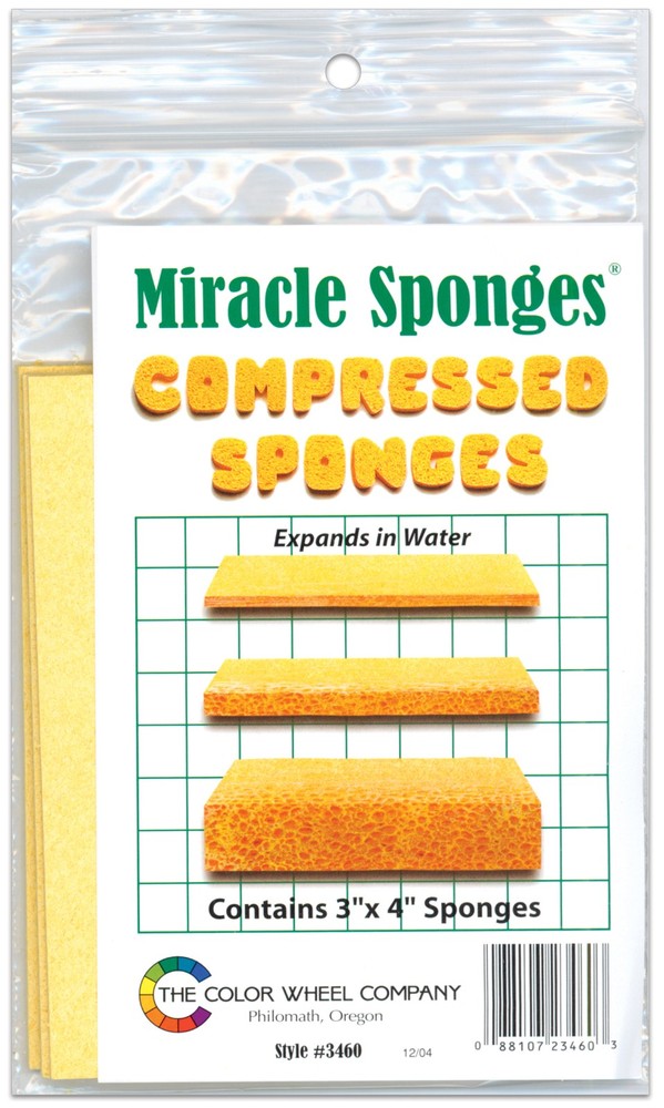 Color Wheel Miracle Sponges Compressed Sponges 4/Pkg-3"X4"