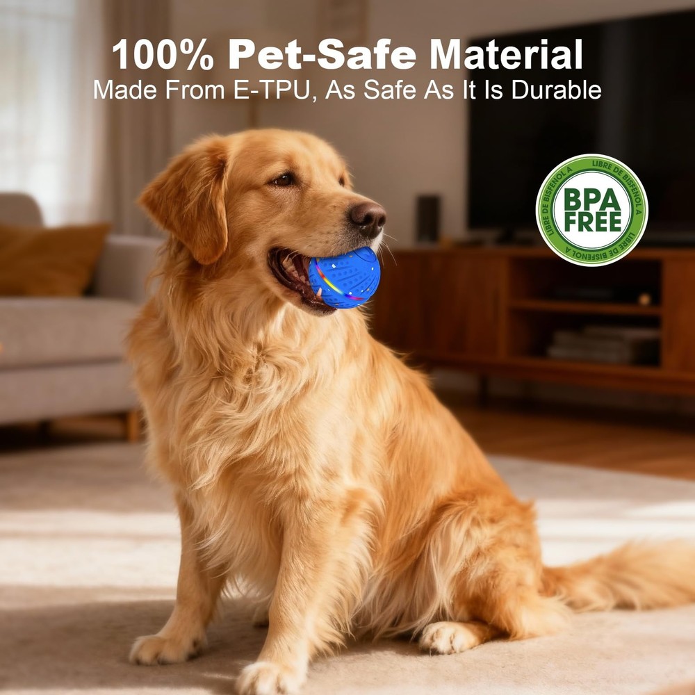 Auto Moving Interactive Dog Toy Ball, Smart Bouncing Rolling Ball 3 Modes USB
