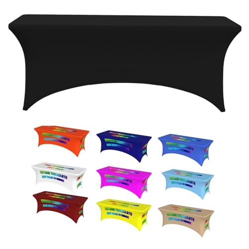 Custom Fitted Table Cloth for 6ft Table Stretch 72" x 30" (Rectangular) Black01