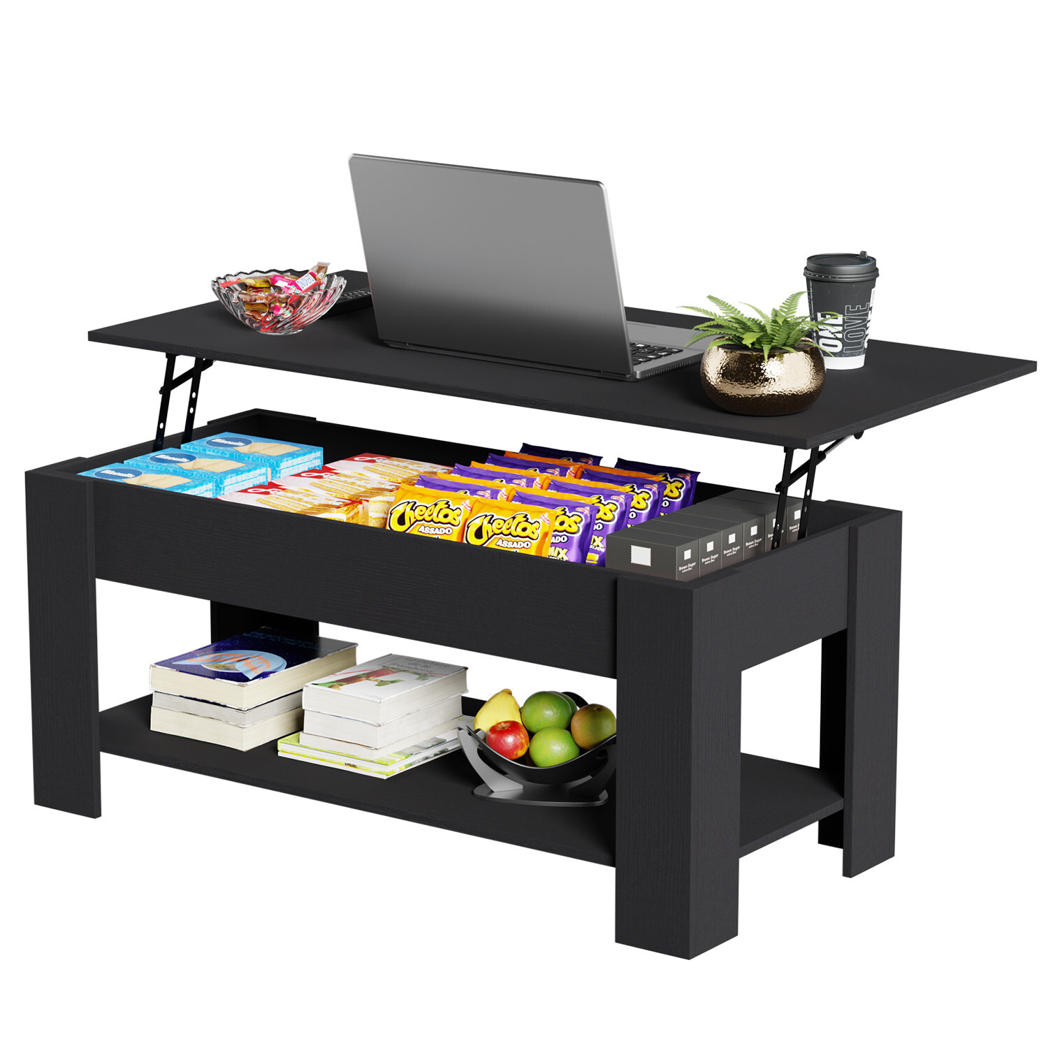 Coffee Table Lift Top Coffee Tables with Hidden Compartment and Storage Shelf