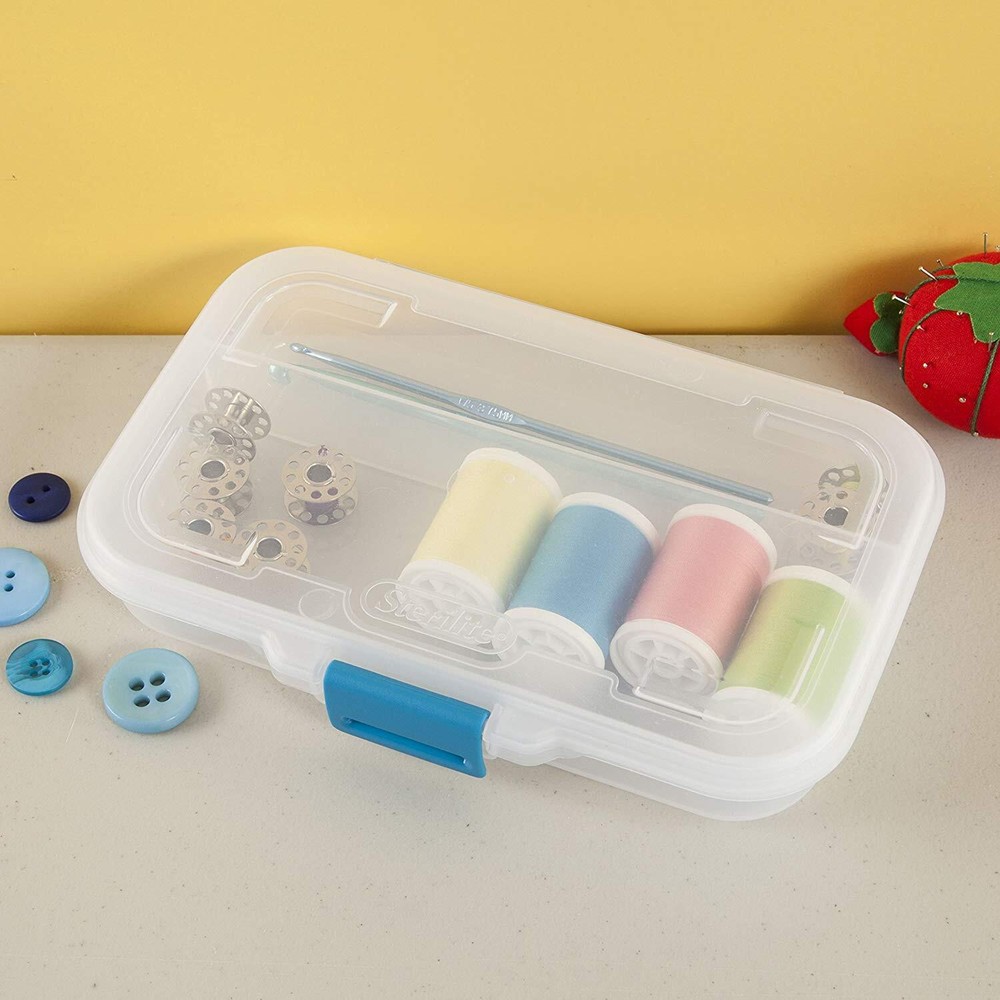 Sterilite Convenient Small Divided Clear Storage Box w/ Latching Lid, (12 Pack)