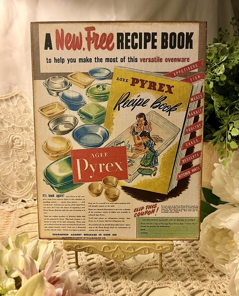 Pyrex Retro Advertisement,  Kitschy Handcrafted Plaque / Sign #9