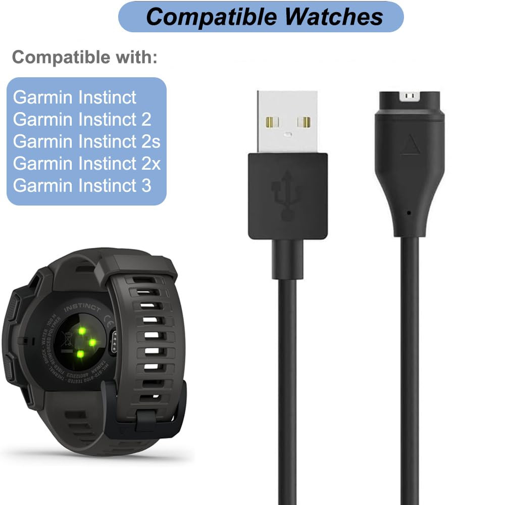 Charger for Garmin Instinct, Instinct 3 2 2S 2X, Replacement Charging Cable USB