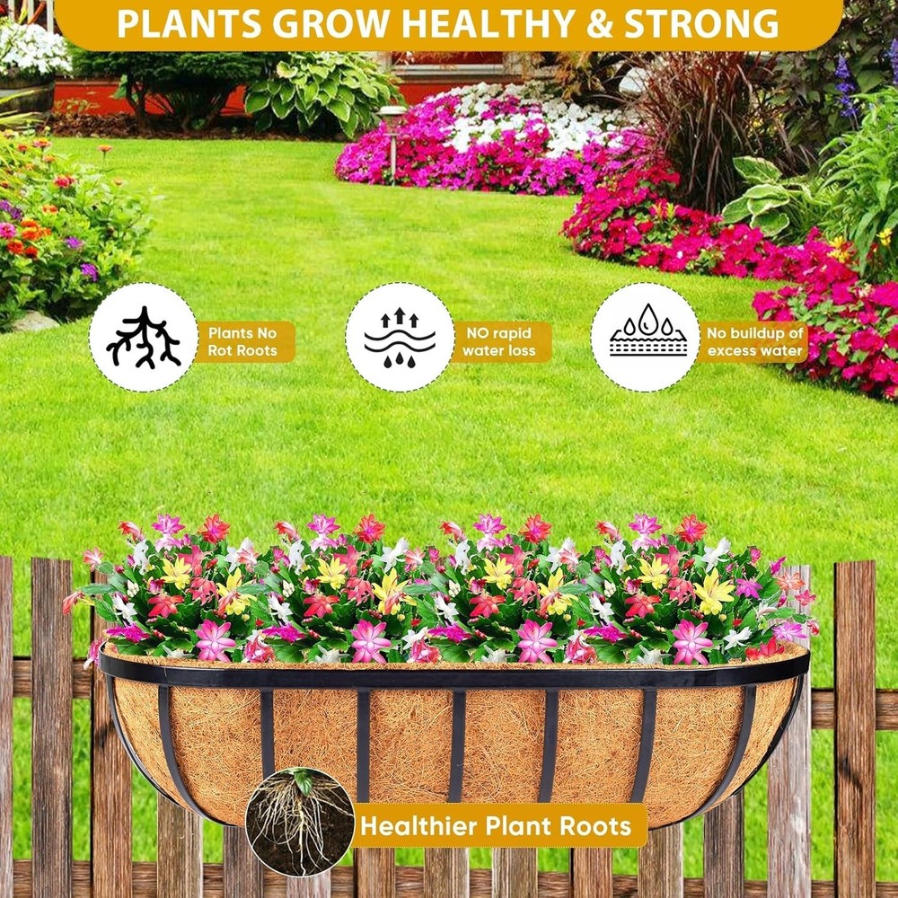 Coconut Liner for Planters - 2 Pcs 36 Inch Trough Coco Liners for Window Box,...