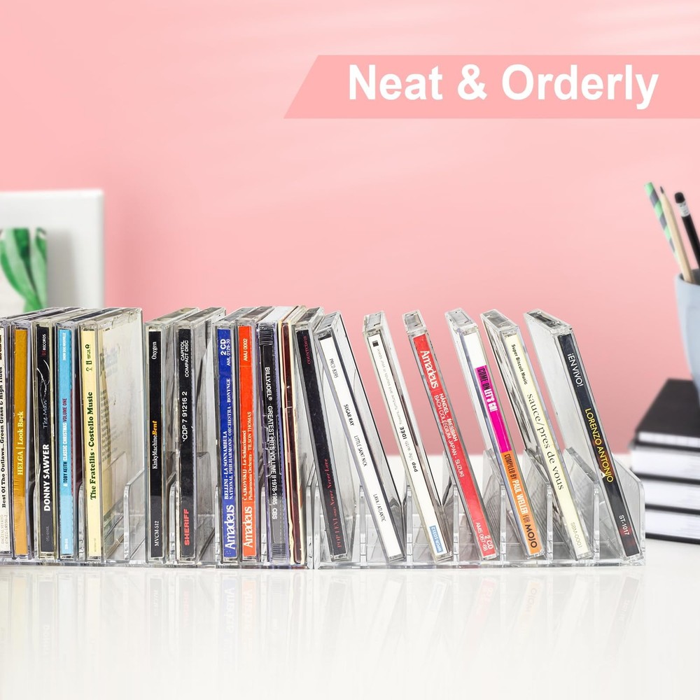 2Pk Clear CD Holder CD DVD Storage Display Rack Tray File Divider for Mail Bill