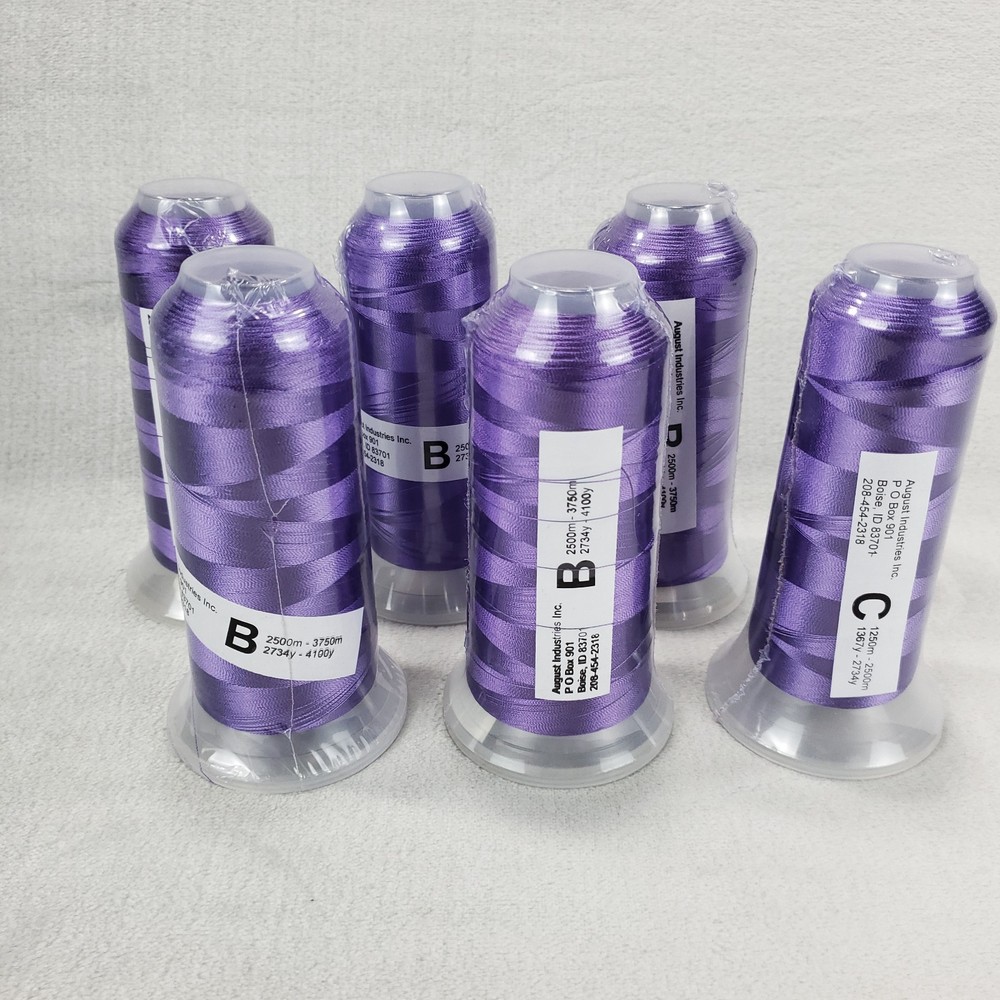 6- NEW Rayon Machine Embroidery Thread Purple Durak Poly 2500M Each Spool 120D
