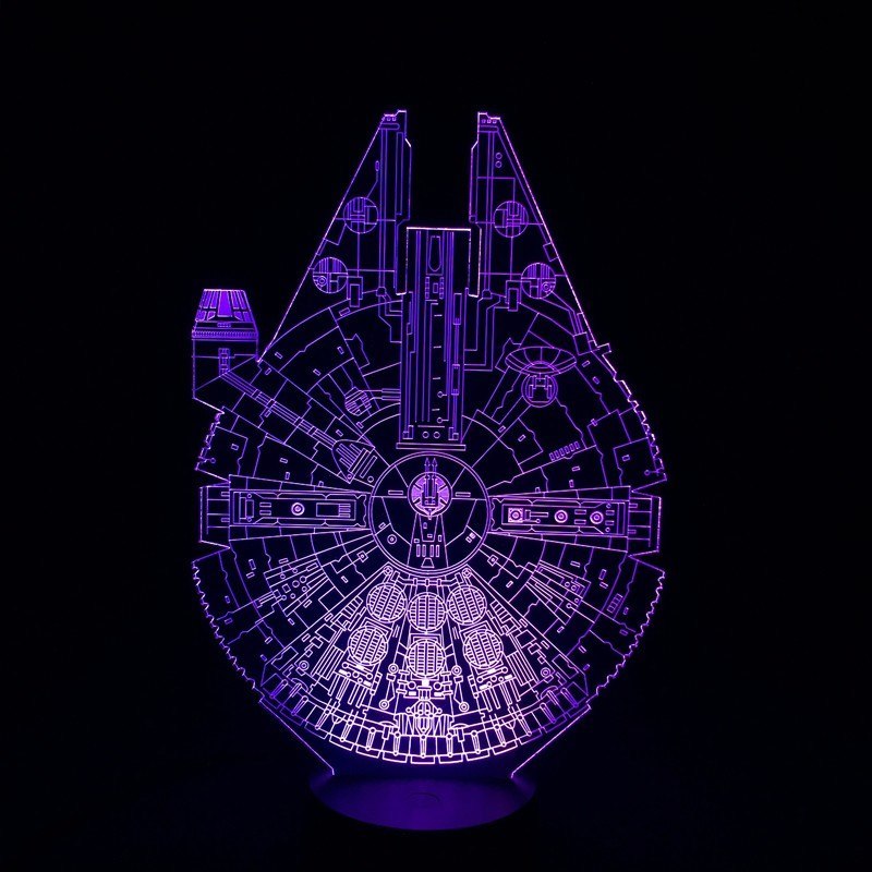 Millenium Falcon 3D Illusion Lamp, 7 Colors Changing, USB Powered