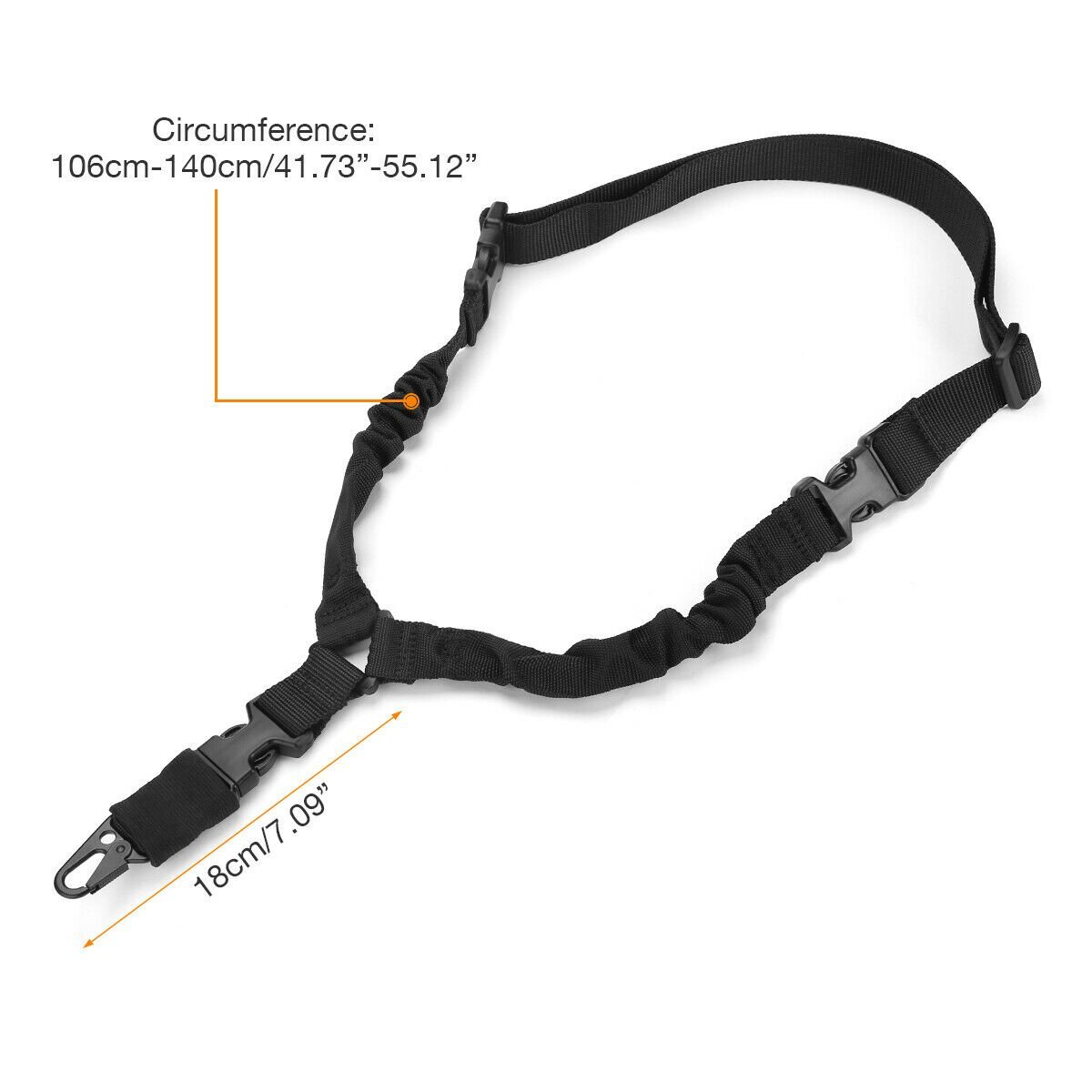 Single Point Rifle Sling Bungee Adjustable Strap MLOK Quick Release Sling Swivel