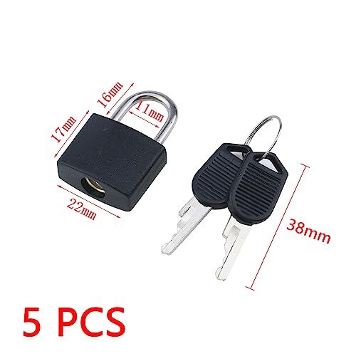 5 Pack Mini Padlocks with Keys Small Locks for Schoolbag Suitcase Black