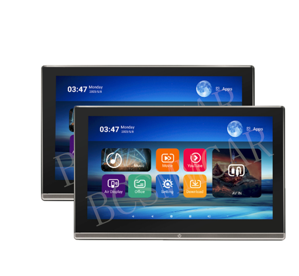 2x Car Headrest Monitor Rear Seat Entertainment TV Video Player IPS Touch Screen